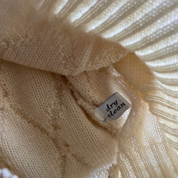 Vintage Pendleton 100% Virgin Wool Cable Knit Sweater Cream M USA Made Fisherman - Picture 10 of 12